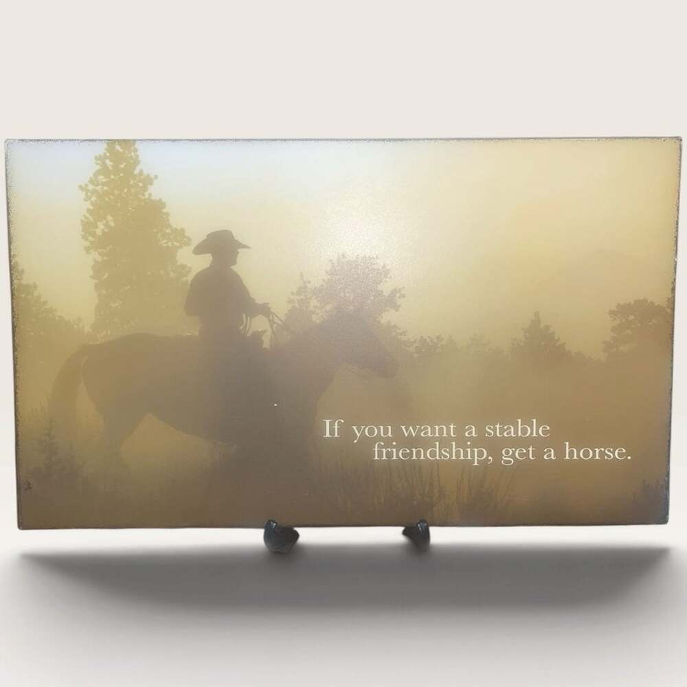 GiftCraft Horse Friendship Metal Plaque 13.5" L X 8" W NWT Built in Hangers